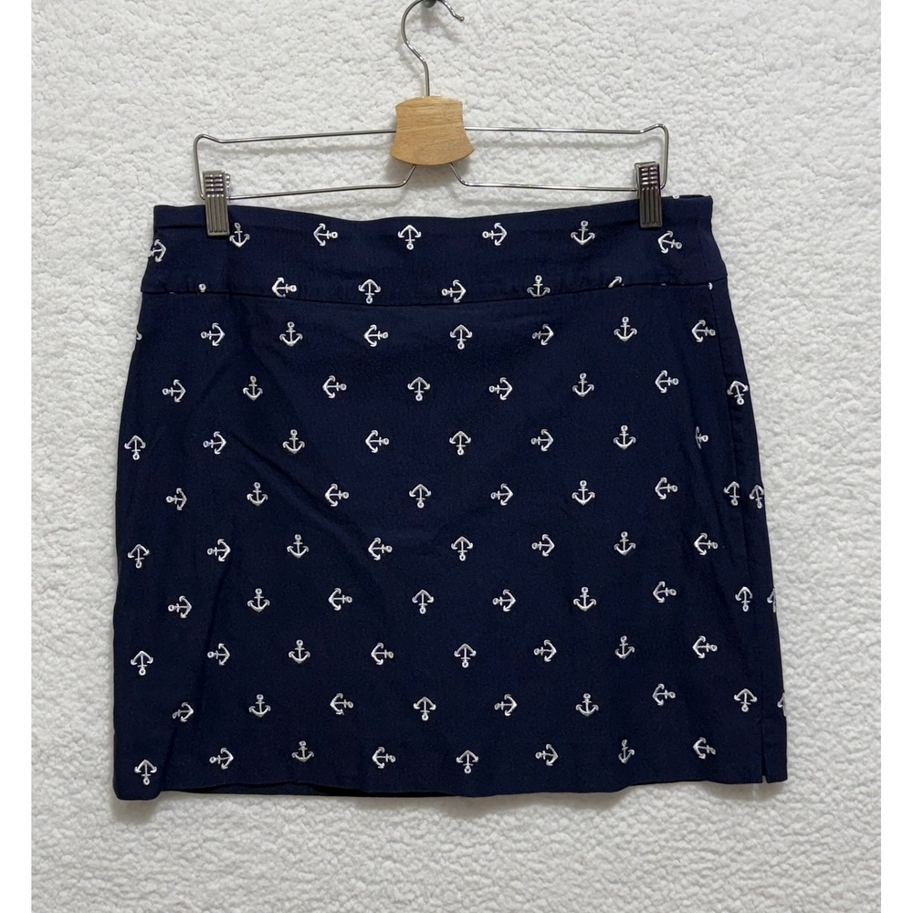 Charter‎ Club Women Navy Blue Anchor Print A Line Skirt Size 14